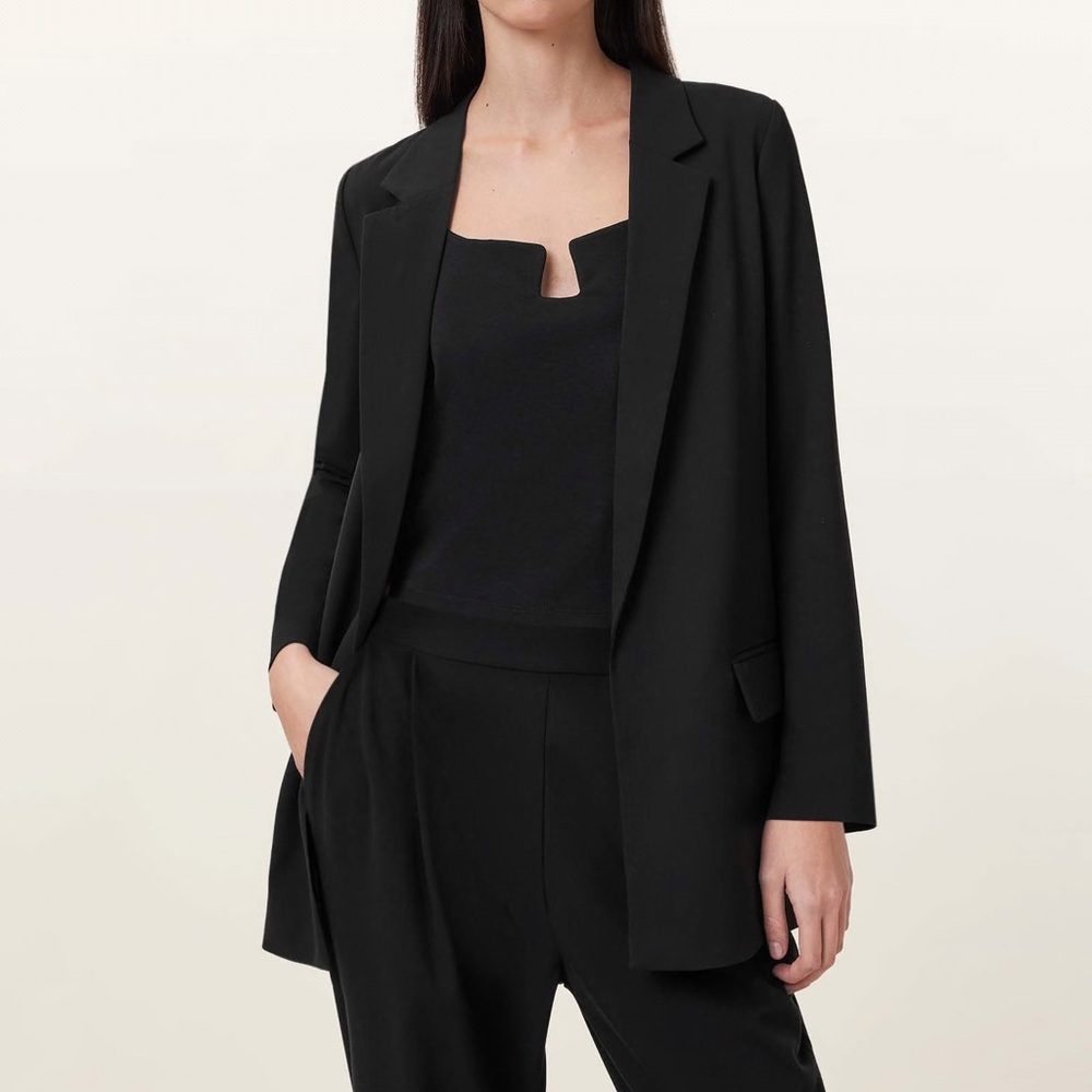 All Saints Aleida Lightweight Tri Black Blazer Size 2